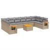 vidaXL 11-delige Tuinset met kussens poly rattan beige
