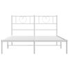 vidaXL Bedframe met hoofdbord metaal wit 140x190 cm