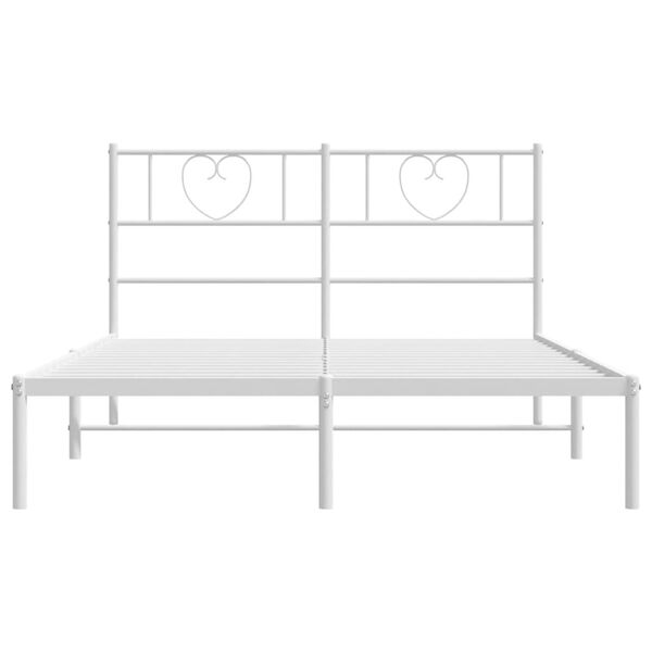 vidaXL Bedframe met hoofdbord metaal wit 140x190 cm