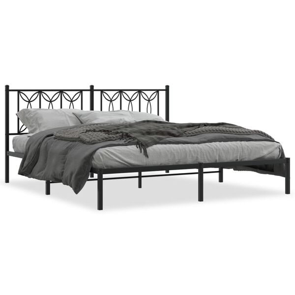 vidaXL Bedframe met hoofdbord metaal zwart 183x213 cm