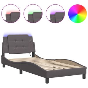 vidaXL Bedframe met LED zonder matras "Zadar" grijs 80x200 cm