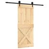 vidaXL Schuifdeur Naturel en Zwart 85 x 210 cm Massief Grenenhout
