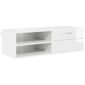 vidaXL Houten Kast 100,5 x 39 x 30 cm Hoogglans wit Bewerkt hout