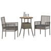 vidaXL Tuin eettafelset 3 pcs Grijs poly rattan