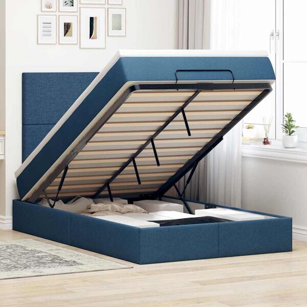 vidaXL Ottoman bed met matras 120x200cm stof blauw