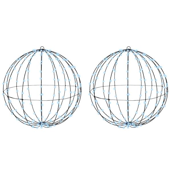 vidaXL Bal met 384 LED 2 pcs Koudwit 60 cm Metaal