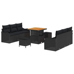 vidaXL Tuin Sofa Set met kussen met opslag 9 pcs Zwart