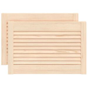 vidaXL Kastdeuren met lamellen 2 st 39,5x59,4 cm massief grenenhout