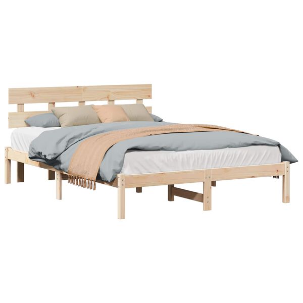vidaXL Bedframe met hoofdeinde Bruin 160 x 200 cm Massief grenenhout