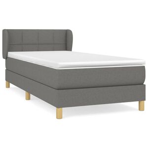 vidaXL Boxspring met matras stof donkergrijs 90x200 cm