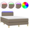 vidaXL Boxspring met matras en LED stof taupe 120x190 cm