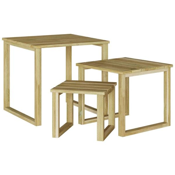 vidaXL Tafel 3 pcs Naturel Ge&iuml;mpregneerd grenenhout