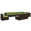 vidaXL 10-delige Loungeset met kussens poly rattan bruin