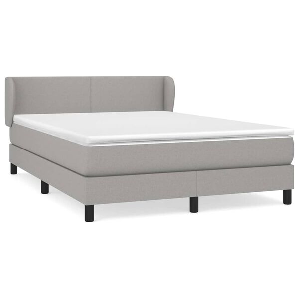vidaXL Boxspring met matras stof lichtgrijs 140x200 cm
