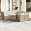 vidaXL 9-delige Loungeset met kussens poly rattan beige