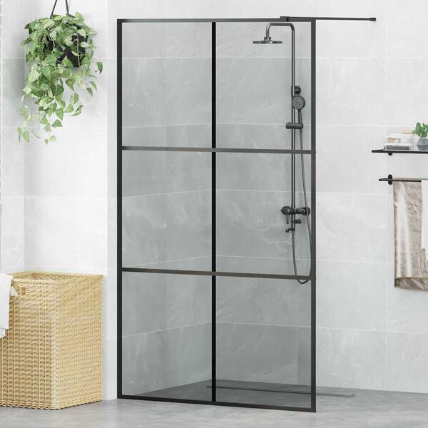 vidaXL Inloop Douche Wand Zwart 115 x 195 cm gehard glas