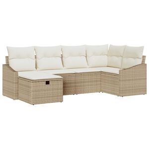 vidaXL Bankstel met kussen 7 pcs poly rattan
