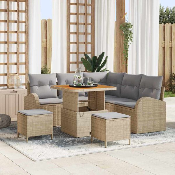 vidaXL Tuin Sofa Set met kussen met opslag 8 pcs Beige en Licht Grijs