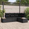 vidaXL Tuinbankenset met kussen met opslag 4 pcs Zwart Polyrattan