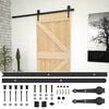 vidaXL Schuifdeur Naturel en Zwart 90 x 210 cm Massief grenenhout