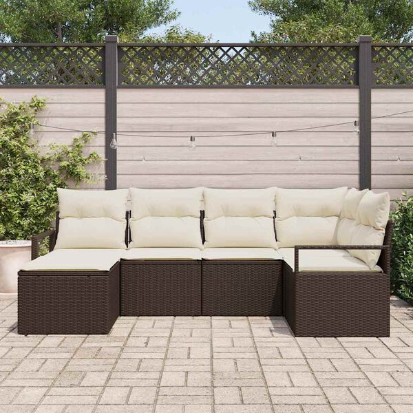 vidaXL Bankstel 6 pcs Bruin poly rattan