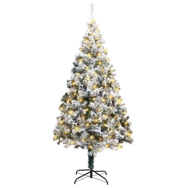 vidaXL Kunstkerstboom met 300 LED Wit 180 cm PVC en Staal en Kunststof