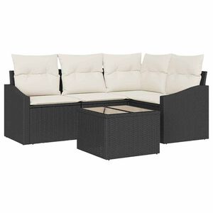 vidaXL Bankstel met kussen 5 pcs Zwart poly rattan