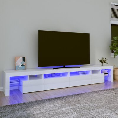 vidaXL Tv-meubel met LED-verlichting 260x36,5x40 cm hoogglans wit