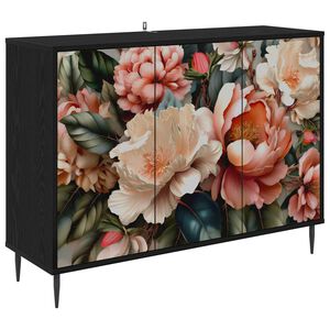vidaXL Dressoir BORNE Zwart eiken 102 x 33 x 76 cm Bewerkt hout