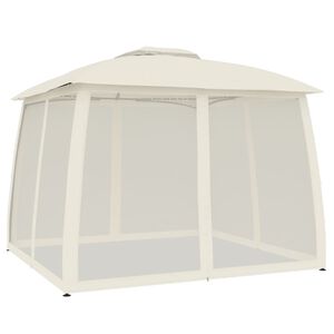 vidaXL Prieel zijwanden van gaas en dubbel dak 2,93x2,93 m staal cr&egrave;me