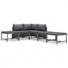 vidaXL 6-delige Loungeset met kussens poly rattan grijs