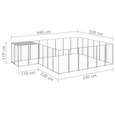 vidaXL Hondenkennel 12,1 m² staal zilverkleurig