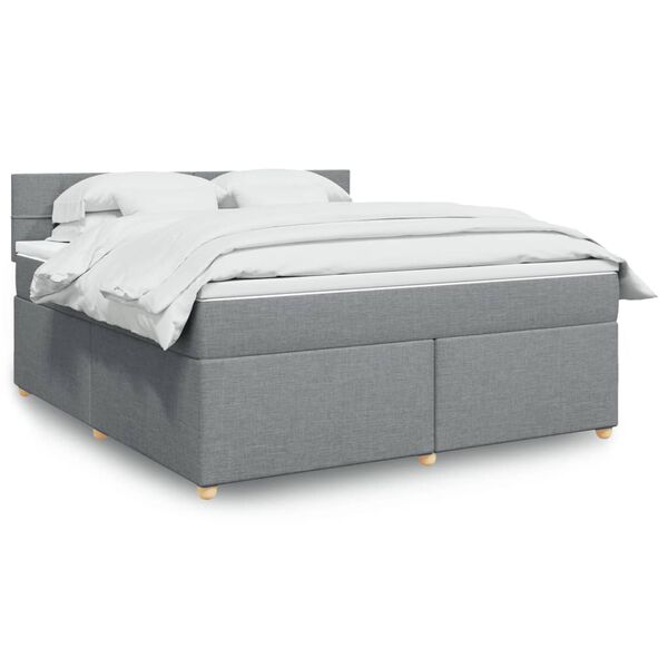 vidaXL Boxspring met matras stof lichtgrijs 180x200 cm