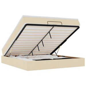 vidaXL Ottoman bed met matras 160x200cm stof cr&egrave;mekleurig