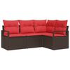 vidaXL Tuinbankenset met kussen 4 pcs Bruin en Rood poly rattan