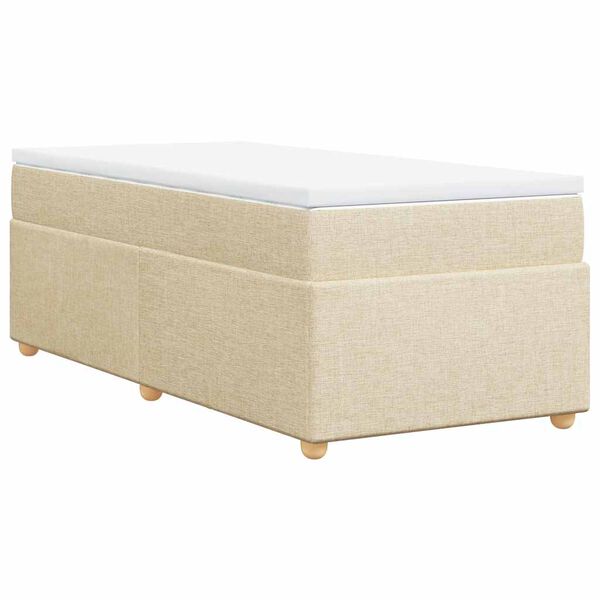 vidaXL Boxspring met matras stof cr&egrave;mekleurig 100x200 cm
