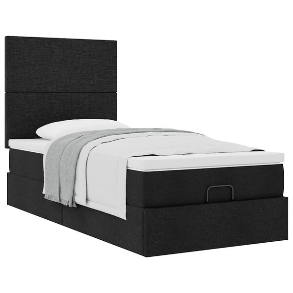 vidaXL Ottoman bed met matras 80x200cm stof zwart