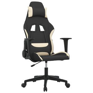 vidaXL Massage gamestoel stof zwart en cr&egrave;mekleurig