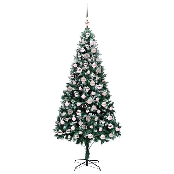 vidaXL Kunstkerstboom Groen 210 cm PVC en Staal en Kunststof