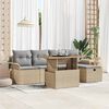 vidaXL Tuin Sofa Set met kussen met opslag 6 pcs Beige Poly riet