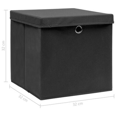 vidaXL Opbergboxen met deksel 10 st 32x32x32 cm stof zwart