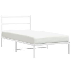 vidaXL Bedframe met hoofdbord metaal wit 100x190 cm