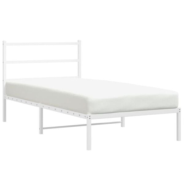 vidaXL Bedframe met hoofdbord metaal wit 100x190 cm