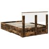 vidaXL Bedframe met hoofdeinde Gerookt eiken 135 x 190 cm Bewerkt hout