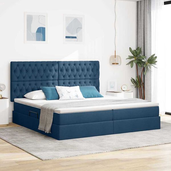 vidaXL Opslag bed met matras met matras Blauw 200 x 200 cm Polyester