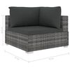 vidaXL 4-delige Loungeset met kussens poly rattan grijs