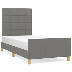 vidaXL Bedframe zonder matras 90x200 cm stof donkergrijs