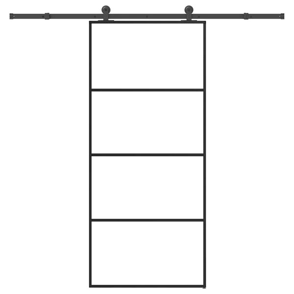 vidaXL Schuifdeur met beslag 90x205 cm ESG-glas en aluminium