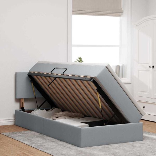 vidaXL Opbergbed met matras Lichtgrijs 100 x 200 cm Bewerkt hout