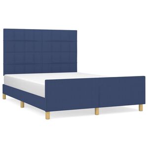 vidaXL Bedframe zonder matras stof blauw 140x190 cm